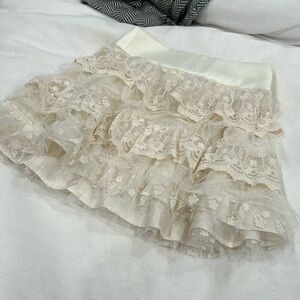 Sugar Thrillz by DollsKill White Crotchet Layered Mini Skirt Size XS